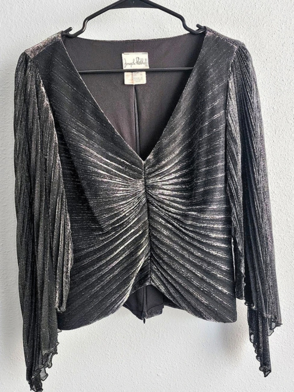Joseph Ribkoff Ruched Black Blouse Size 6